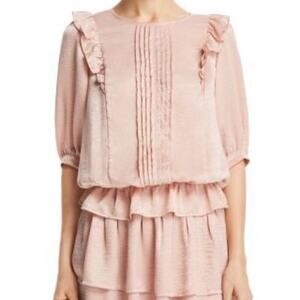 Beltaine Blush Ruffled Satin Top